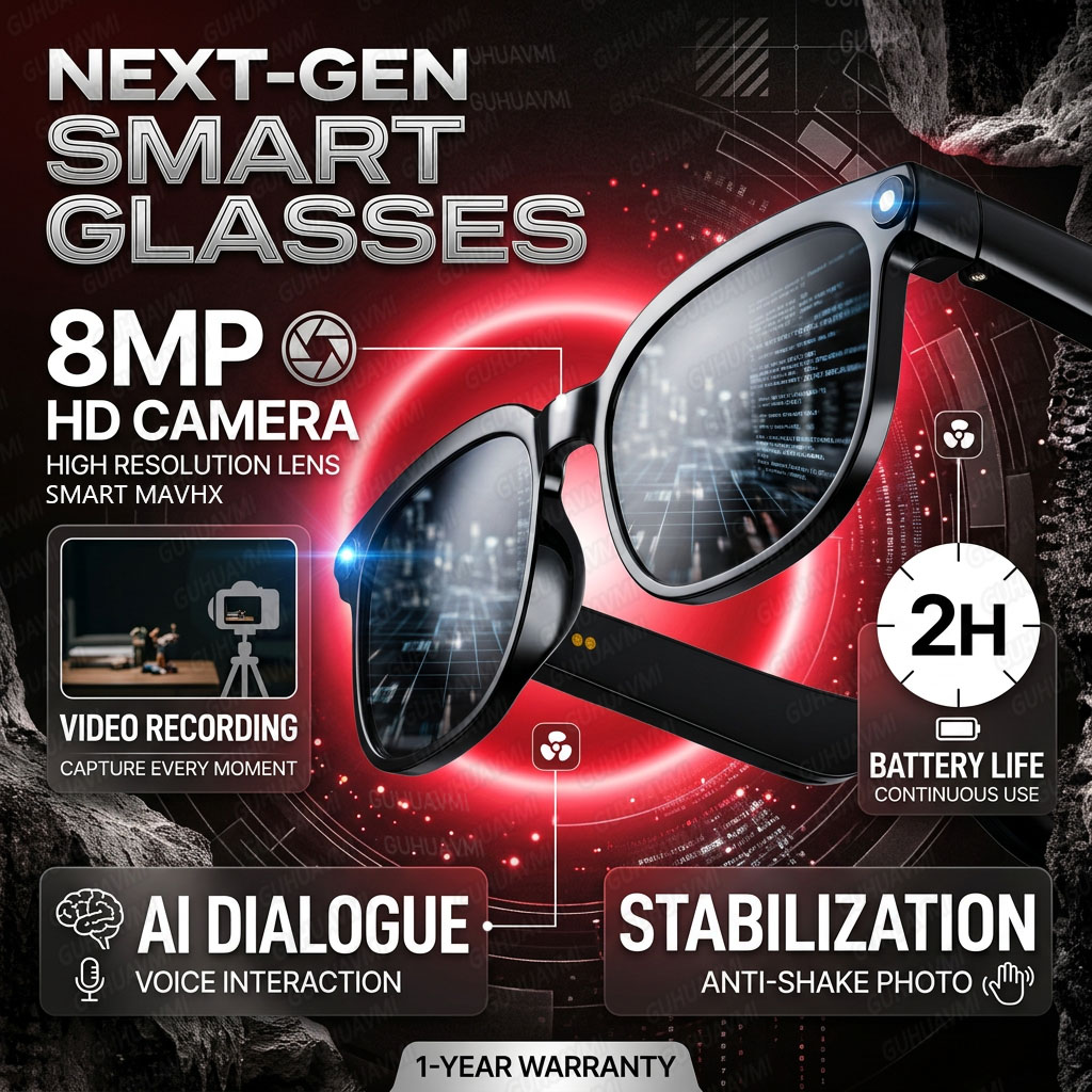 Wireless Smart Camera Glasses  - Audio Music Arabic review and price