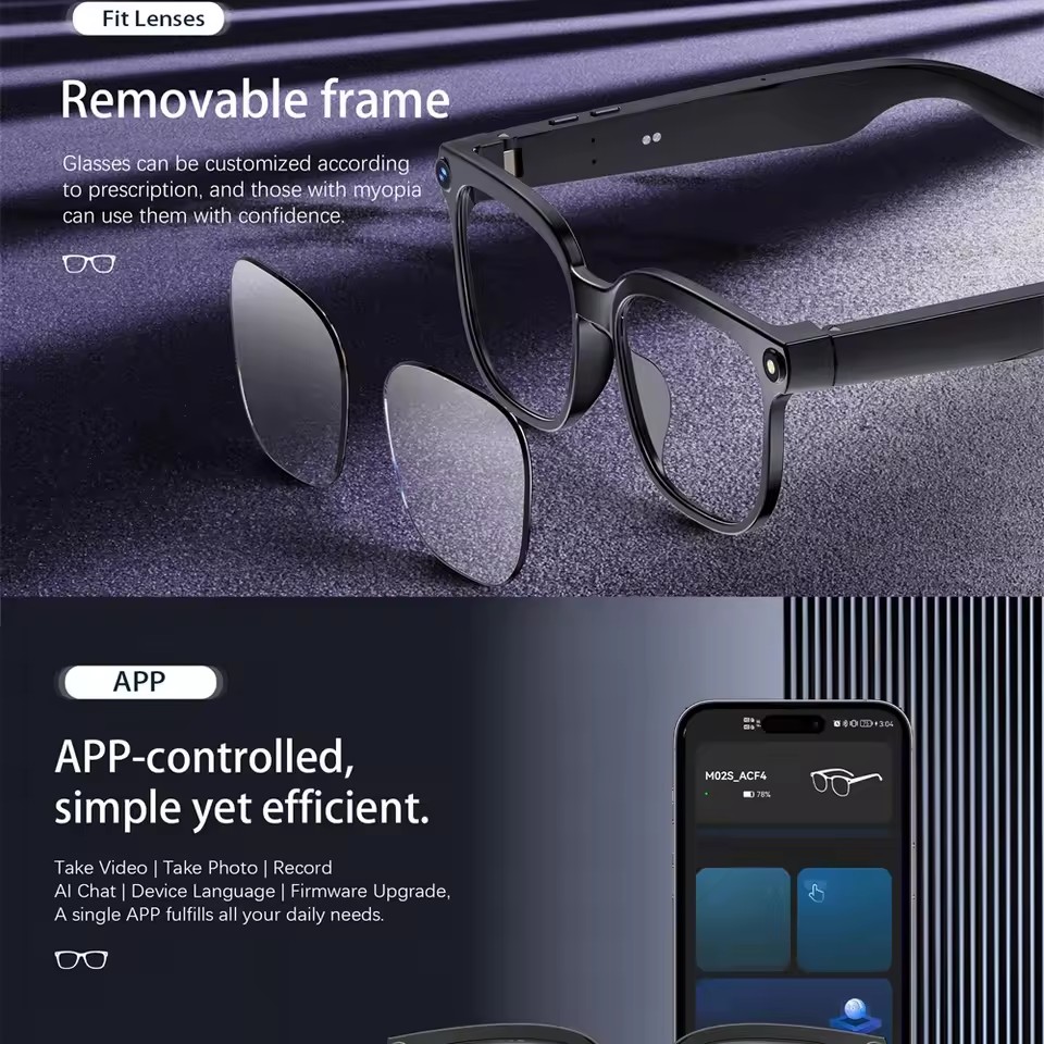 M02S AI Smart Glasses 8MP Came - Audio Music To Video Ai review and price
