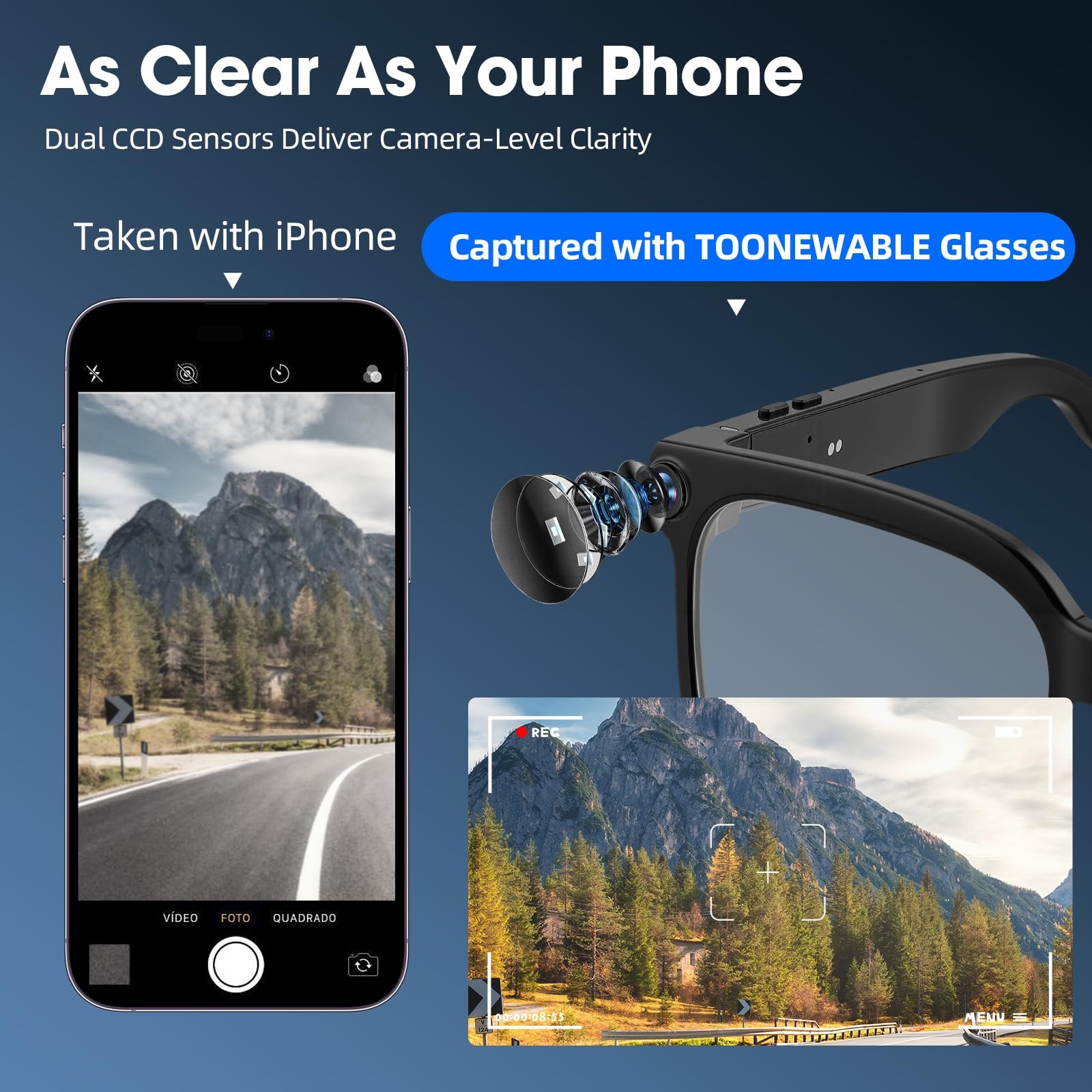 Smart camera glasses, 8-megapi - Audio Music Recognition review and price