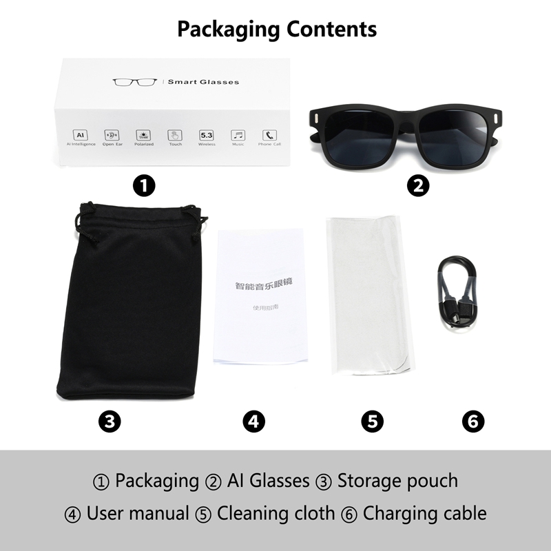 AI Intelligent Sunglasses Blue - Audio Music Arabic review and price