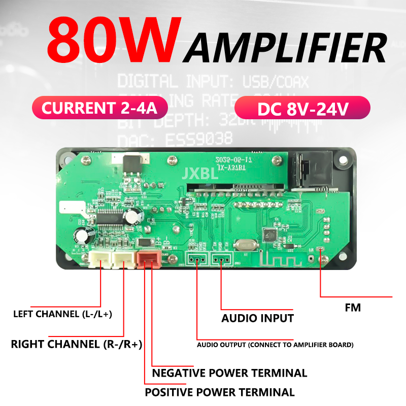 80W Bluetooth 5.0 MP3 Decoder  - Audio Music Player review and price