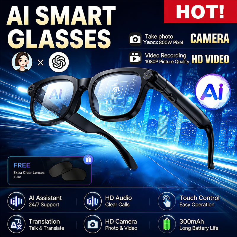 New AI Smart Glasses 800W HD C - Audio Music To Video Ai review and price